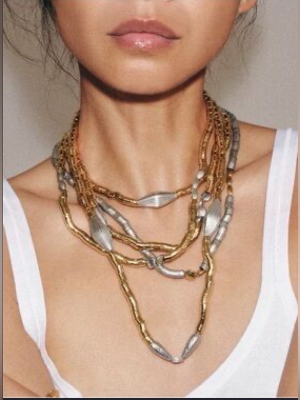 🔥🔥zara -Strand Gold and Silver Beaded Necklace